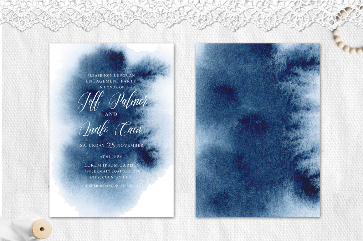 1160x772 Indigo Watercolor Wedding Invitation Suite By Evgeniiasart - Indigo Watercolor