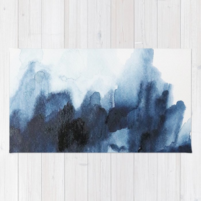 700x700 Indigo Watercolor 2 Rug By Jenmerli Society6 - Indigo Watercolor