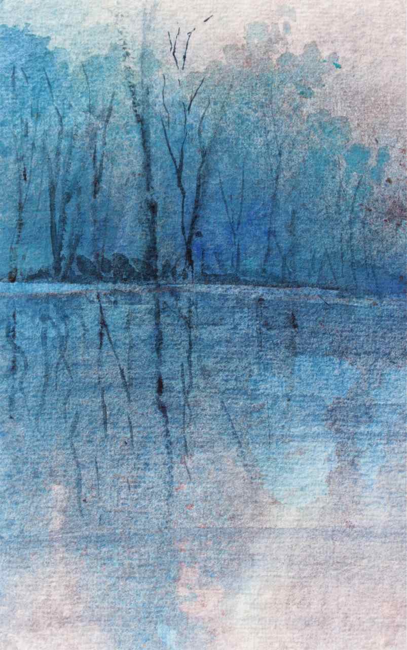 803x1280 Watercolour Landscape Cerulean And Indigo Debi Riley - Indigo Watercolor