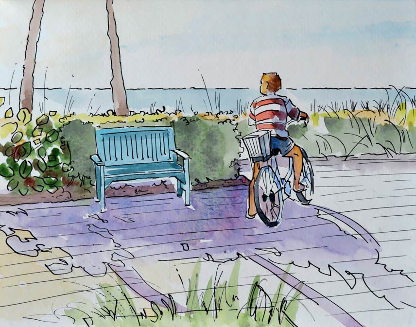 856x673 Seaview Pen And Ink With Watercolor - Ink And Watercolor Illustration