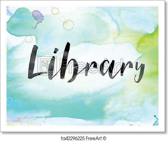 560x470 Free Art Print Of Library Colorful Watercolor And Ink Word Art - Ink Over Watercolor