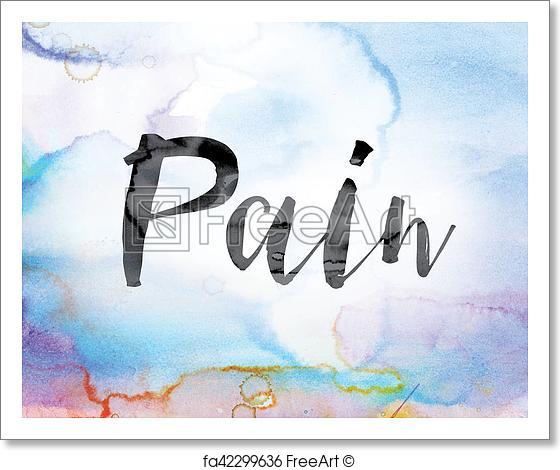560x470 Free Art Print Of Pain Colorful Watercolor And Ink Word Art. The - Ink Over Watercolor