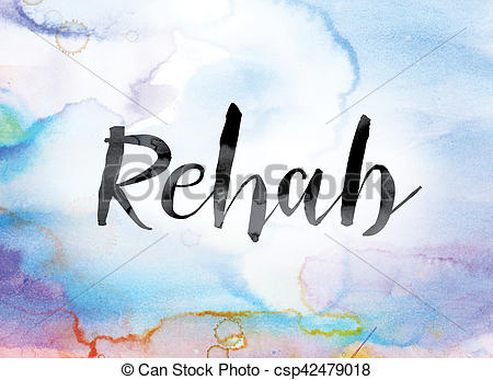 450x347 Rehab Colorful Watercolor And Ink Word Art. The Word Rehab - Ink Over Watercolor