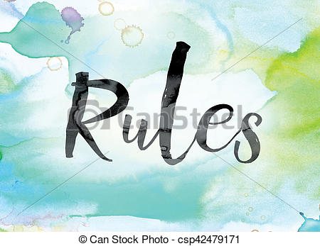 450x347 Rules Colorful Watercolor And Ink Word Art. The Word Rules - Ink Over Watercolor