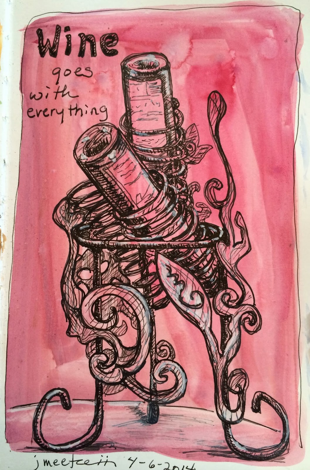 1057x1600 Sketching Around April 2014 - Ink Over Watercolor