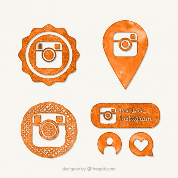 626x626 Orange Watercolor Instagram Icons Vector Free Download - Instagram Watercolor