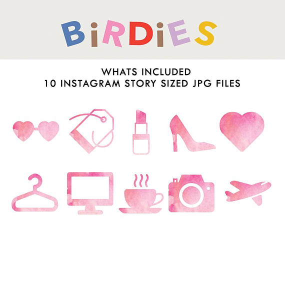 570x570 Set Of 10 Instagram Highlight Icons In Pink Watercolor The - Instagram Watercolor