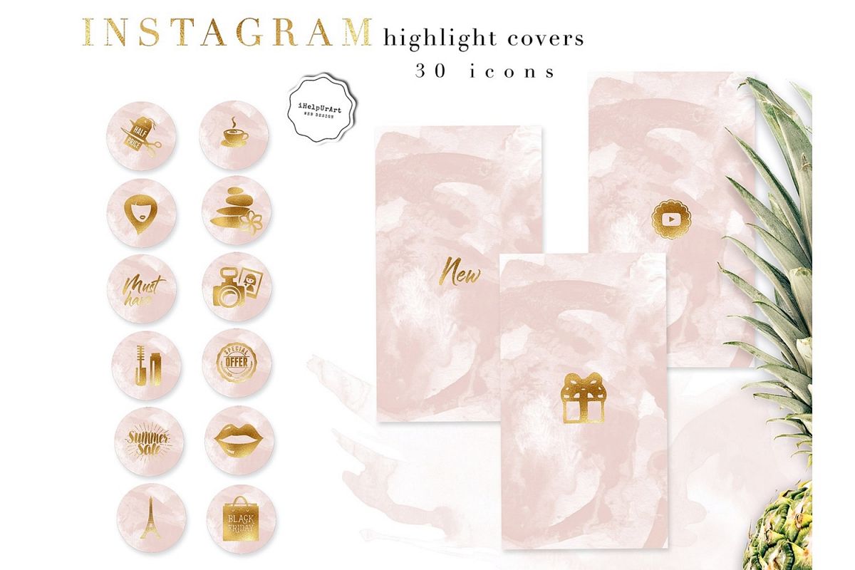 1200x800 Blush Pink Watercolor Instagram Story Highlight Covers - Instagram Watercolor