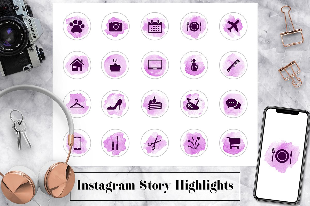 1200x800 Watercolor Lifestyle Instagram Icons - Instagram Watercolor