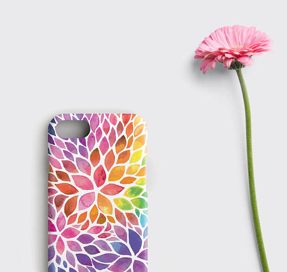 570x539 Floral Iphone 7 Case Watercolor Floral Iphone 7 Plus Case Rainbow - Iphone 7 Watercolor