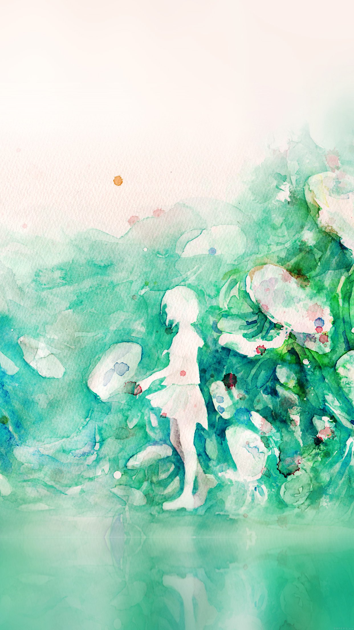 1242x2208 Iphone7 Wallpaper Ai07 Watercolor Green Girl - Iphone 7 Watercolor