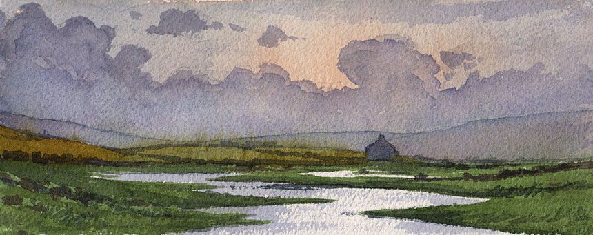 860x341 Flaggy Shore, Burren, Co Clare, Ireland, Watercolour Wc - Ireland Watercolor