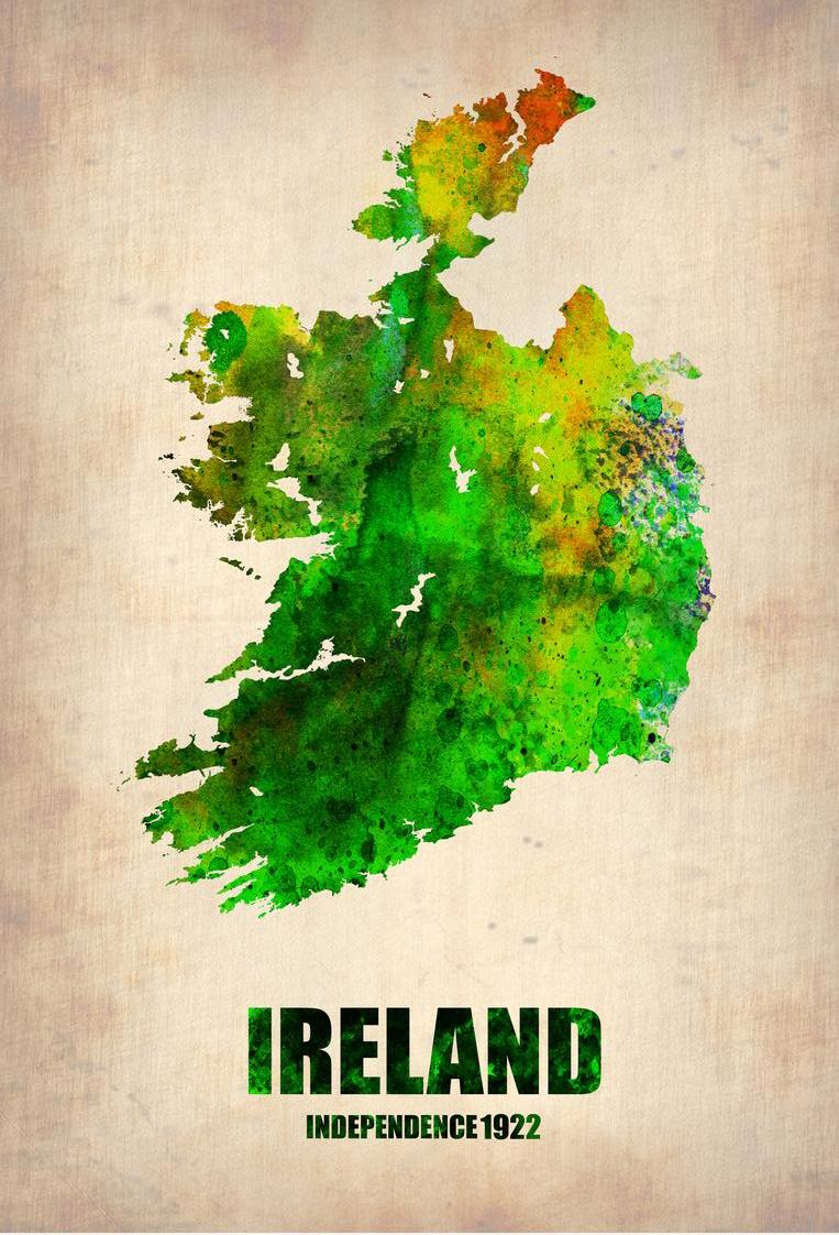 763x1122 Ireland Watercolor Map As Canvas Print By Naxart Juniqe - Ireland Watercolor
