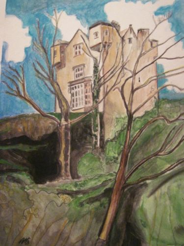 375x500 Spring View Irish Donegal Castle Town Ireland Watercolor Painting - Ireland Watercolor