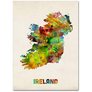 350x350 Trademark Fine Art Ireland Watercolor Map By Michael - Ireland Watercolor