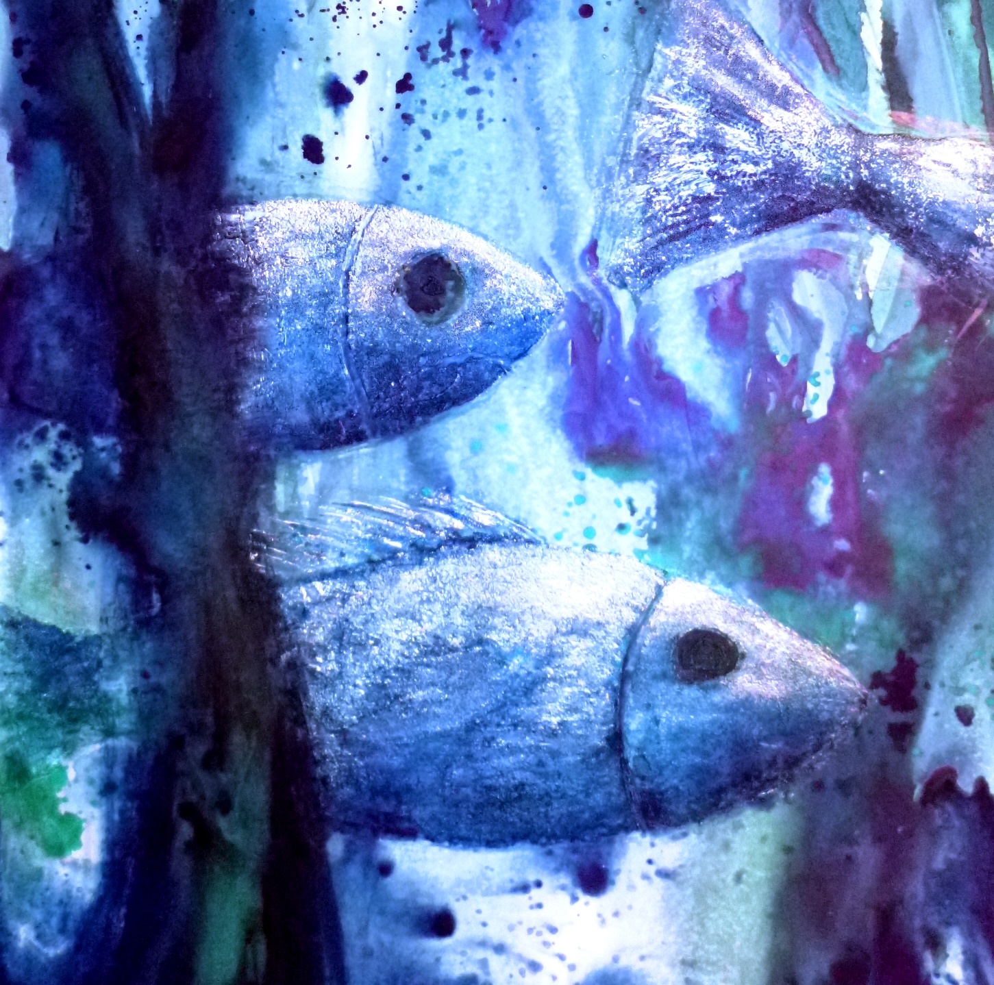 1451x1438 Iridescent Silver Fish Carlos Printe - Iridescent Watercolor