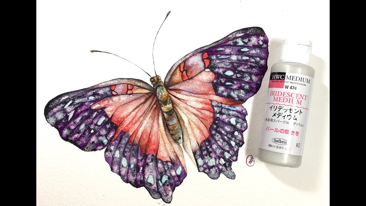 1280x720 Watercolor Butterfly And Iridescent Medium Painting Tutorial - Iridescent Watercolor
