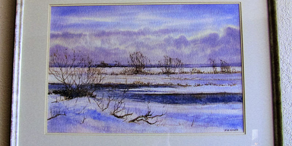 600x300 Irish Watercolor By Rev Jh Flack Of Winter Scene - Irish Watercolor