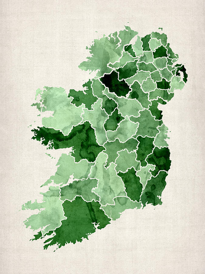 675x900 Ireland Watercolor Map Digital Art By Michael Tompsett - Irish Watercolor