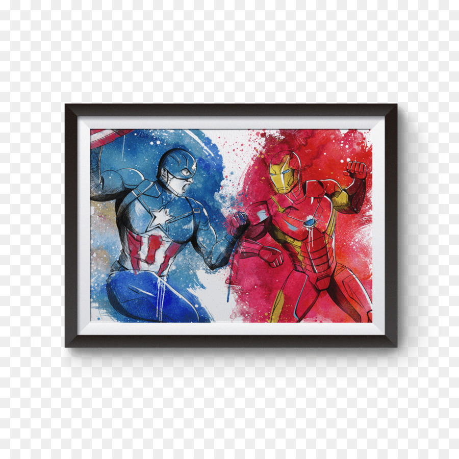 900x900 Iron Man Captain America Thor Art Watercolor Painting - Iron Man Watercolor