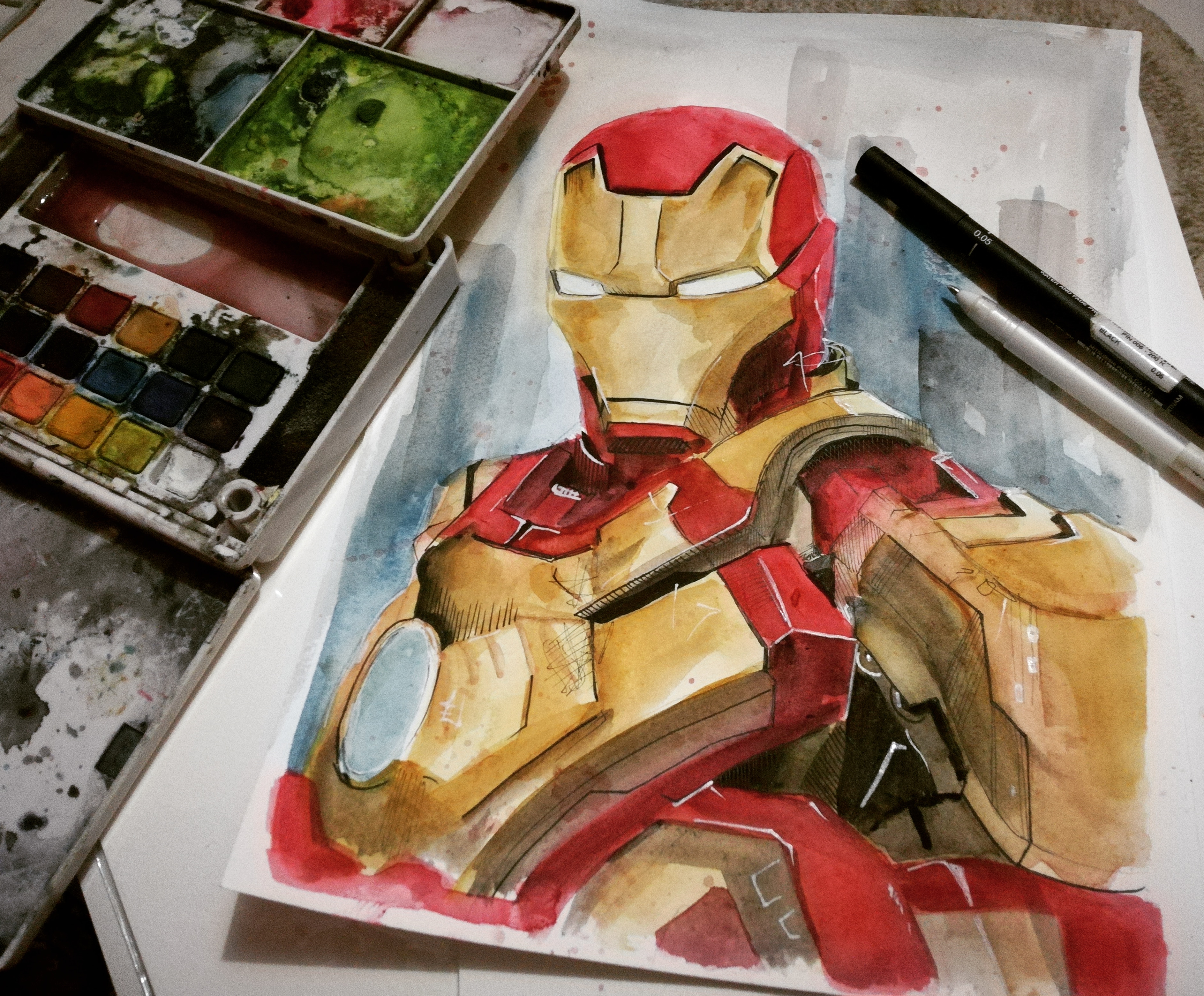 3772x3120 Iron Man Fan Art A Watercolor Painting Process Steemit - Iron Man Watercolor