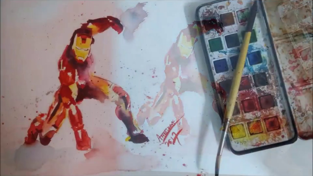 1280x720 Iron Man Painting - Iron Man Watercolor