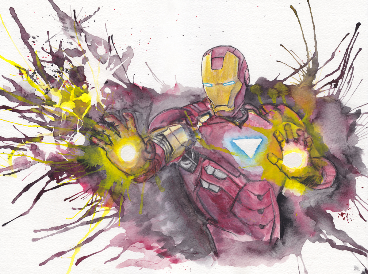 1200x894 Original Art) Mcu Iron Man In Watercolor, Links To My Sites In - Iron Man Watercolor