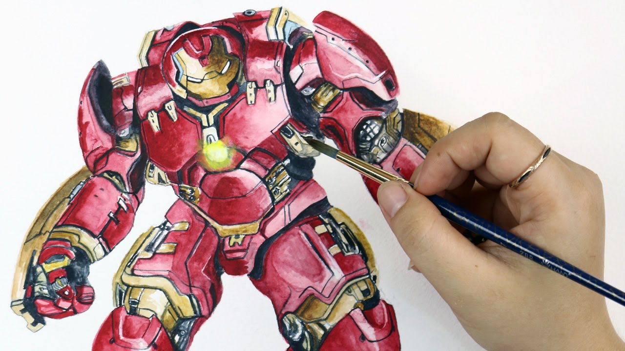 1280x720 Speed Drawing Hulkbuster From Avengers Age Of Ultron - Iron Man Watercolor