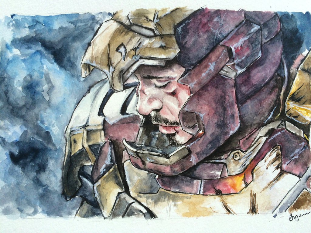 1024x768 Iron Man - Iron Man Watercolor
