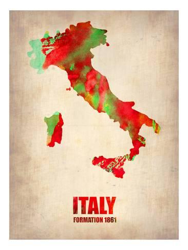 366x488 Italy Watercolor Map Poster By Naxart - Italy Watercolor