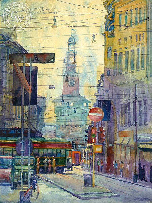 599x800 Milan, Italy, A California Watercolor Painting By Sid Bingham - Italy Watercolor