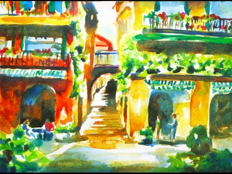 480x360 Bellagio, Italy Watercolor Painting Tutorial - Italy Watercolor