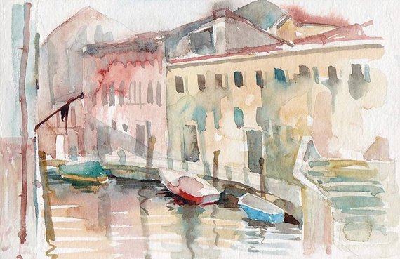570x369 Venice Watercolor Venice Art Italy Watercolor Art Print Etsy - Italy Watercolor Paintings