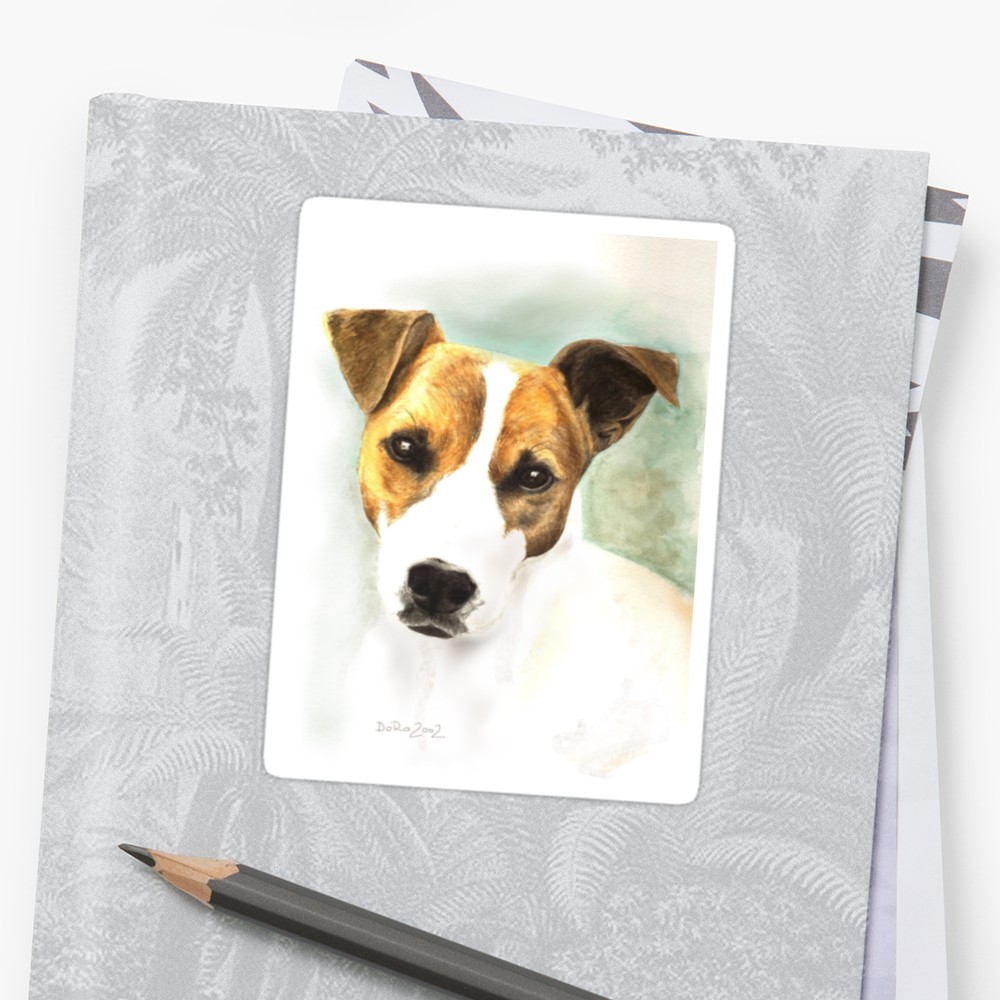 1000x1000 Jack Russell Terrier Watercolor Portrait Stickers By Dora Wilson - Jack Russell Watercolor