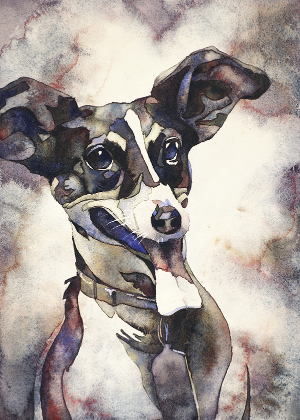 600x841 Watercolor Painting Of Jack Russell Terrier Smiling. Dog - Jack Russell Watercolor