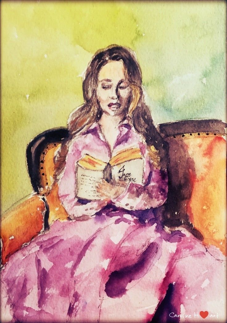 736x1049 Jane Eyre Charlotte Artist Caroline H Artwork - Jane Eyre Watercolor Paintings