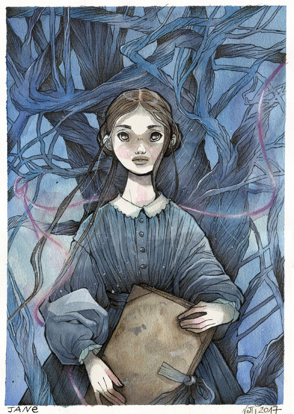 605x850 Jane Eyre By Nati - Jane Eyre Watercolor Paintings