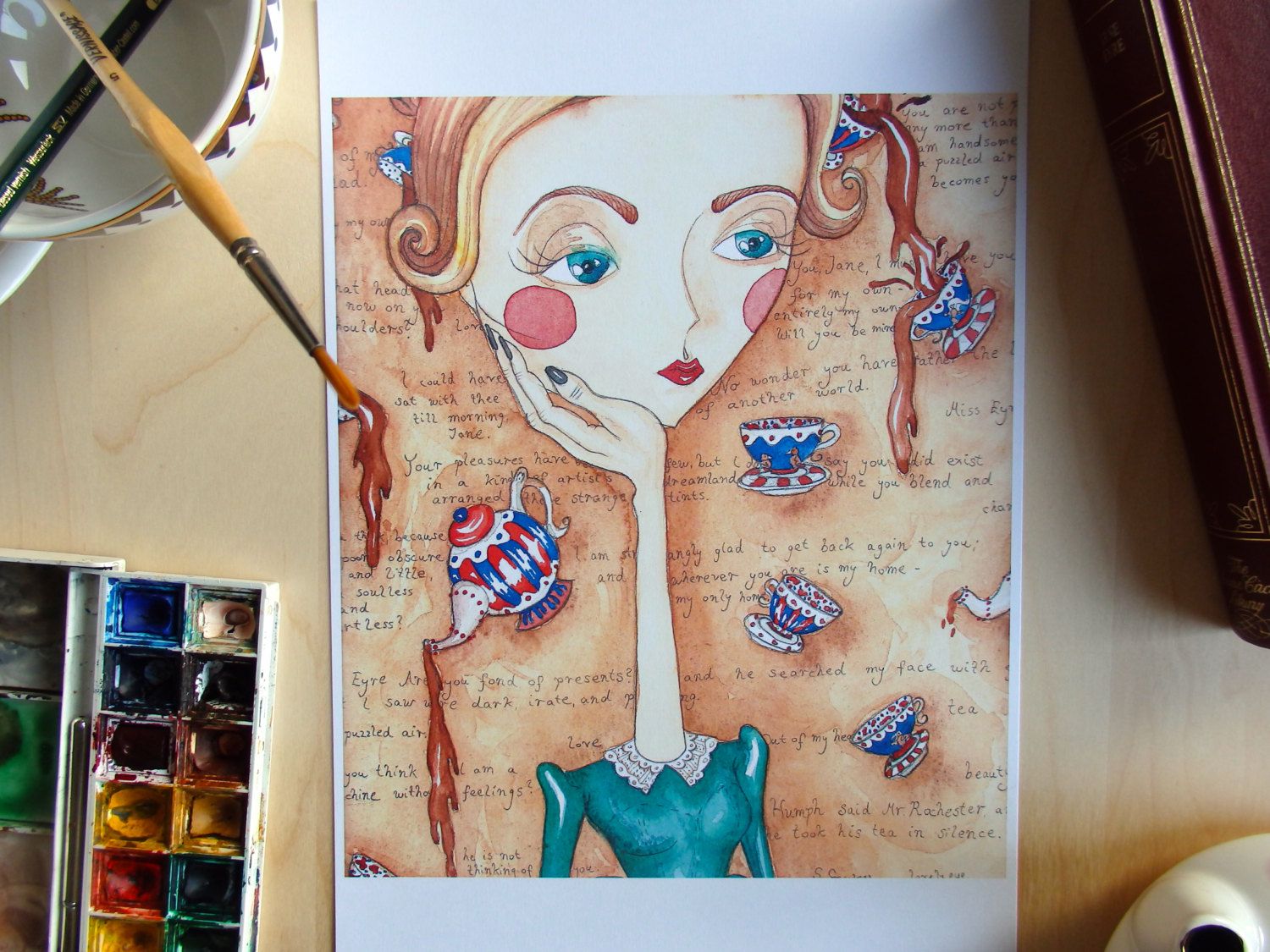 1500x1125 Hold Your Head High - Jane Eyre Watercolor Paintings