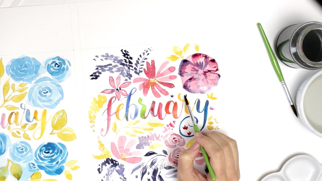 1280x720 Letspaint Handlettering And Watercolor Flower Calendar January - January Watercolor