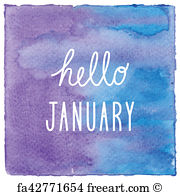 180x195 Free Hello January Art Prints And Wall Artwork Freeart - January Watercolor
