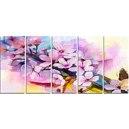 450x450 Design Art Japanese Cherry Blossoms Watercolor Flower Canvas Print - Japanese Cherry Blossom Watercolor