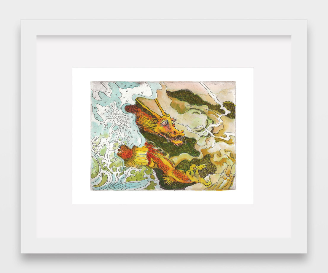 1106x921 Japanese Dragon Watercolor Print Color Drawing Etsy - Japanese Dragon Watercolor