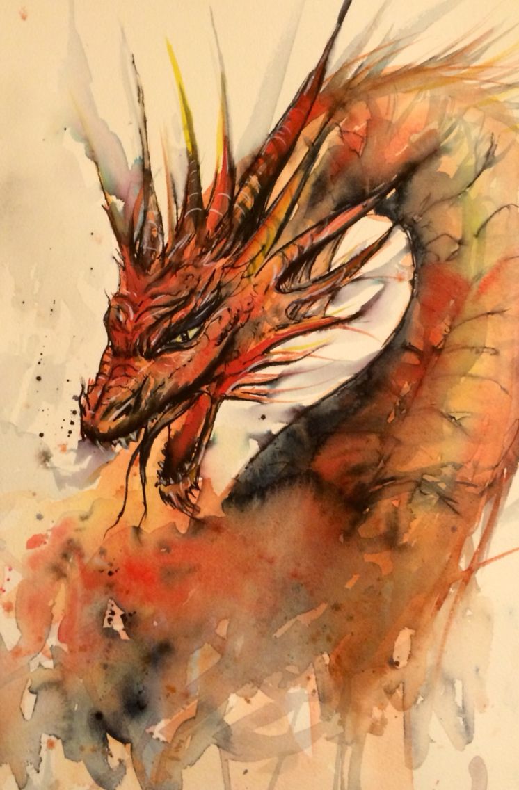 746x1136 Loose Watercolour And Ink Sketch Of Dragon Dragons - Japanese Dragon Watercolor