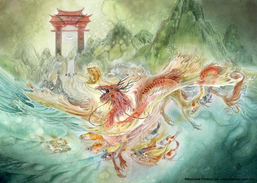 900x641 Shadowscapes - Japanese Dragon Watercolor