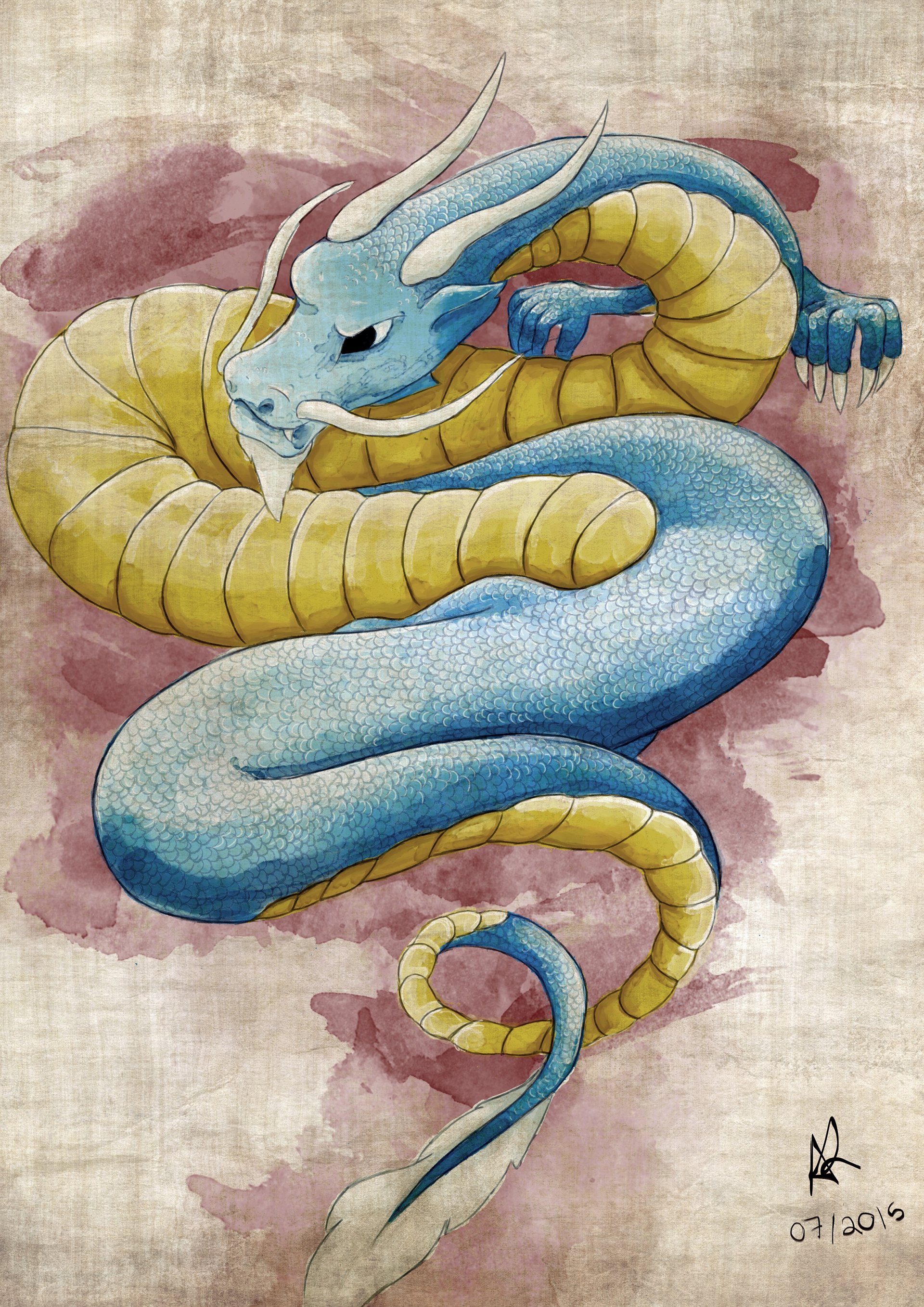 1920x2715 Artstation - Japanese Dragon Watercolor