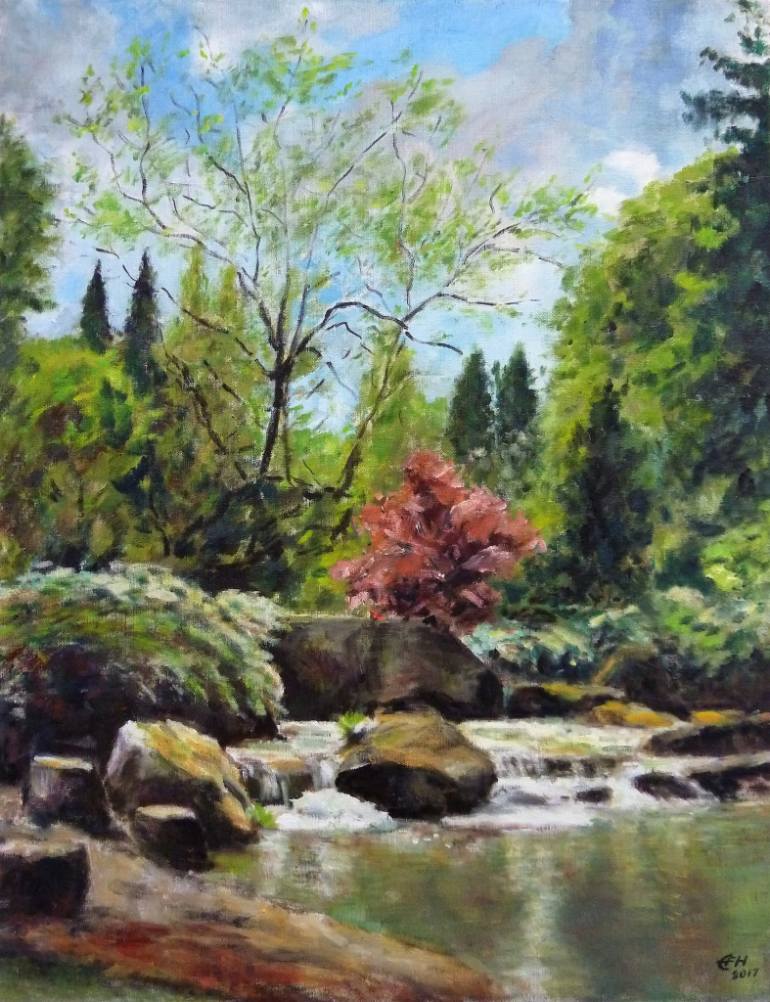 770x1002 Japanese Garden Nr. 2 Painting By Ellen Fasthuber Huemer Saatchi Art - Japanese Garden Watercolor