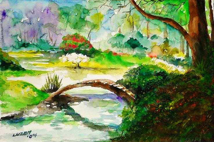 737x491 Japanese Garden In Watercolor. By Danteluzon - Japanese Garden Watercolor