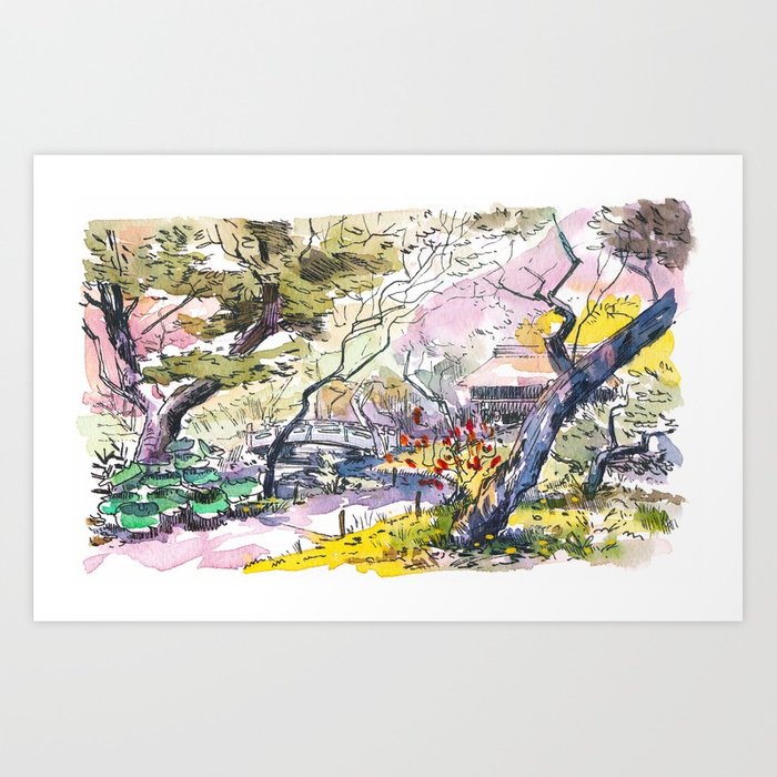 700x700 Japanese Garden Sketch Art Print By Mattjabbar Society6 - Japanese Garden Watercolor
