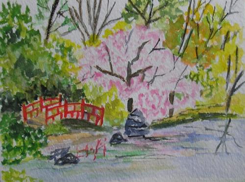 500x372 Wde March 30 Japanese Garden In Watercolor - Japanese Garden Watercolor