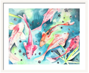 300x245 Japanese Koi Fish Print Watercolor Painting Artwork Art Print - Japanese Koi Watercolor